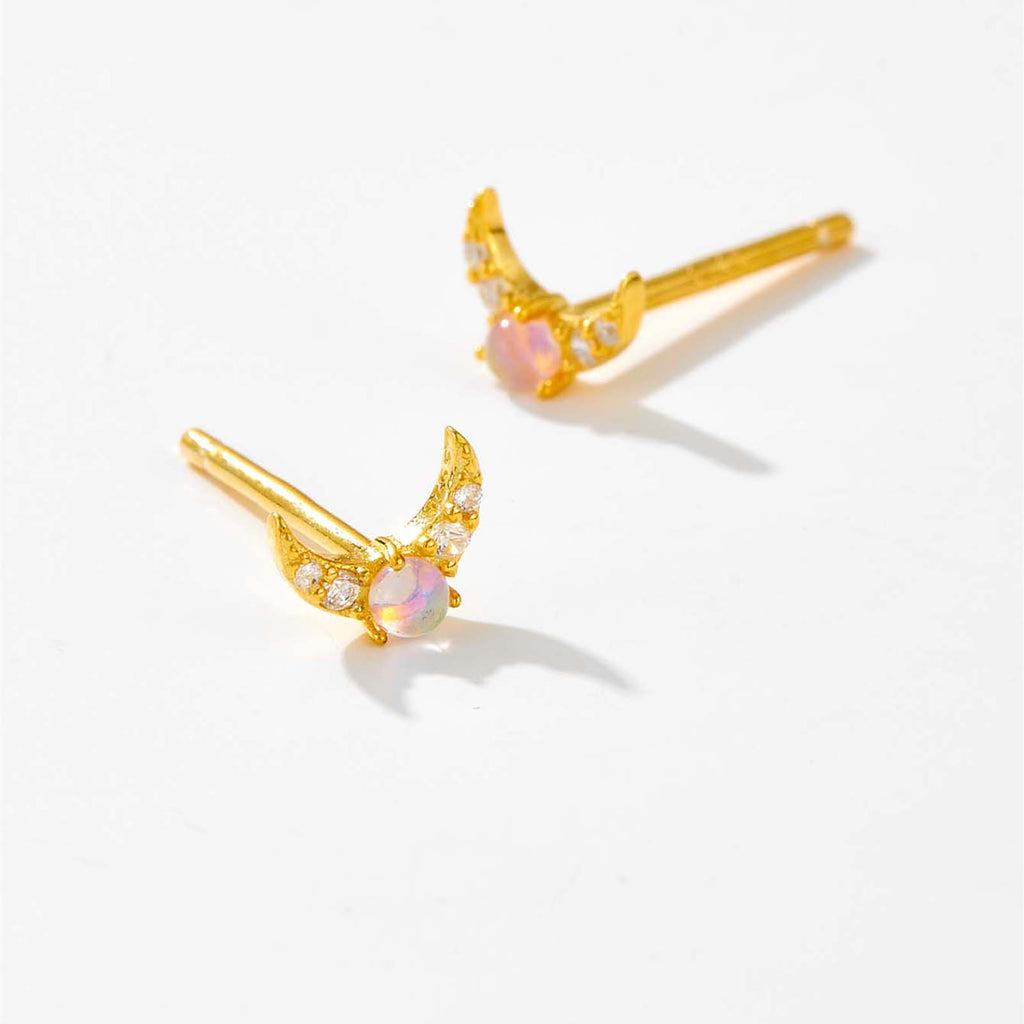 melomelo Laoise - Crescent Moon Opal Earrings