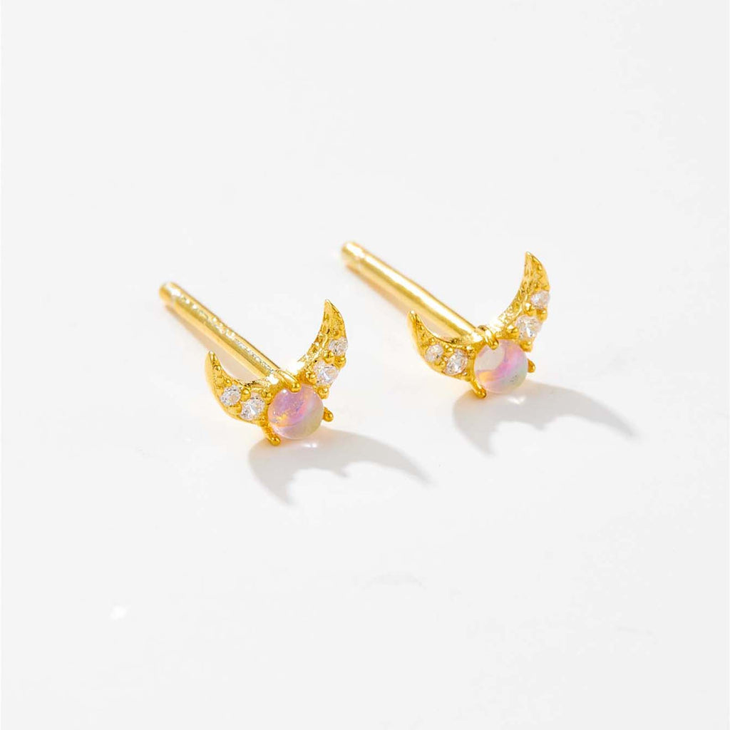 melomelo Laoise - Crescent Moon Opal Earrings