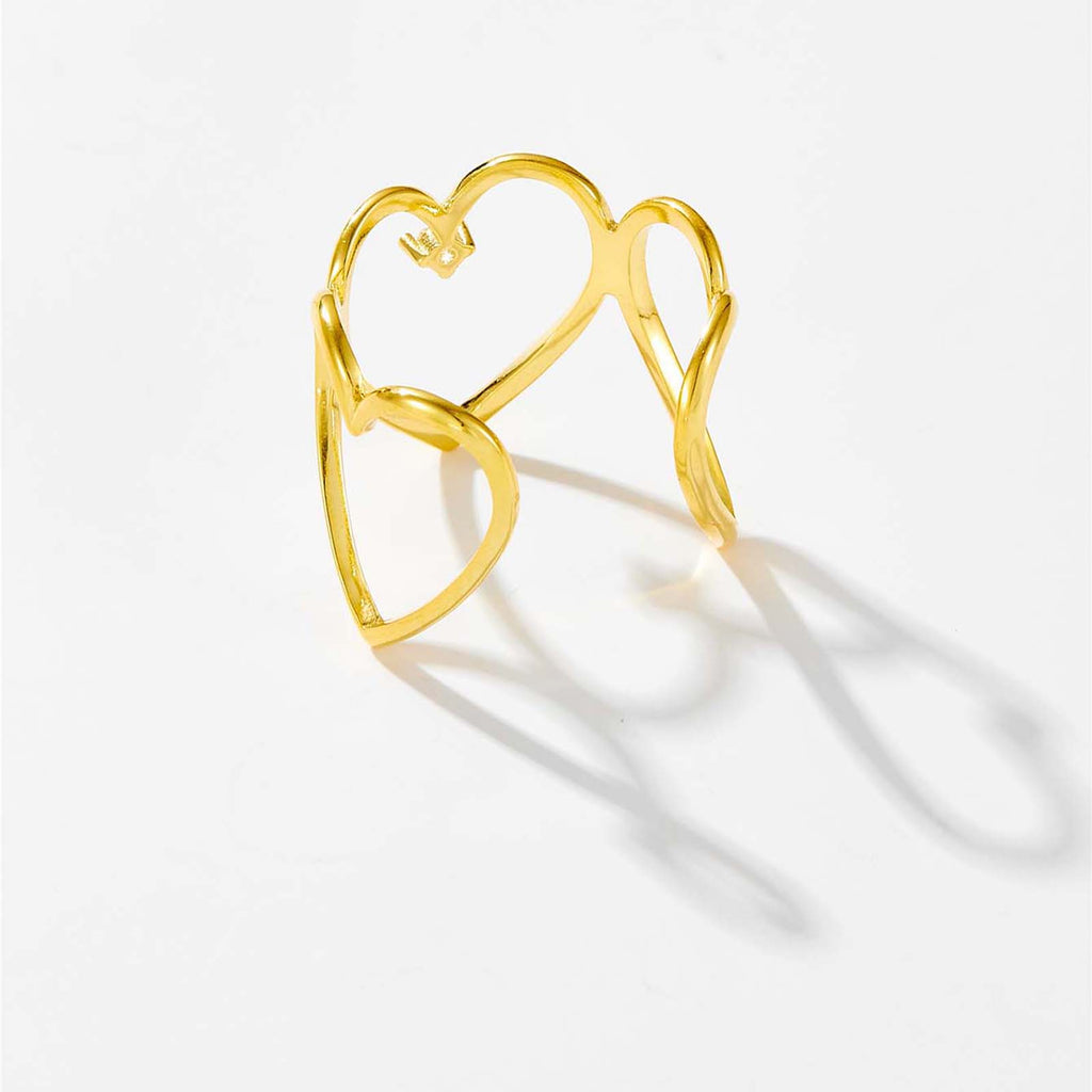 melomelo - Eabha - Heart Ring with Diamond Cut CZ's
