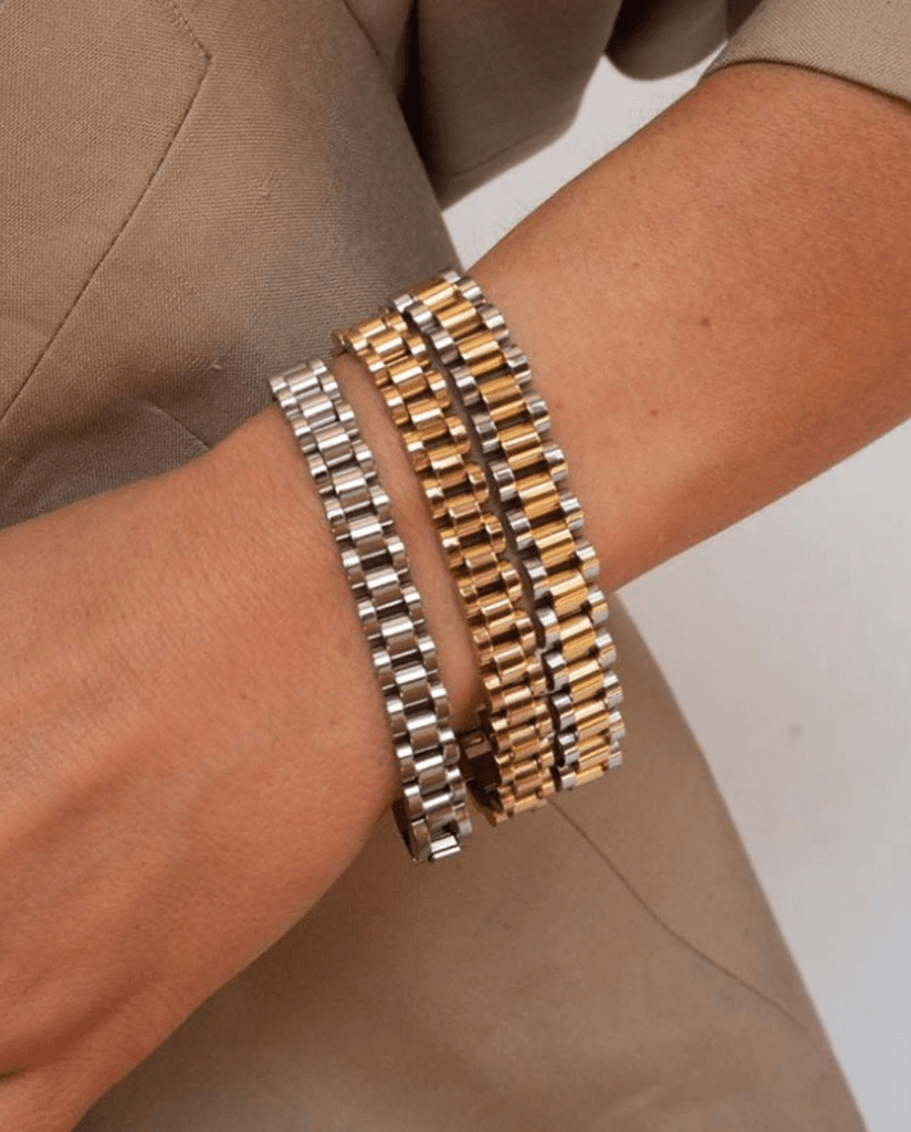 melomelo Aiden - Gold Watch Chain Crystal Bracelet Different Colours