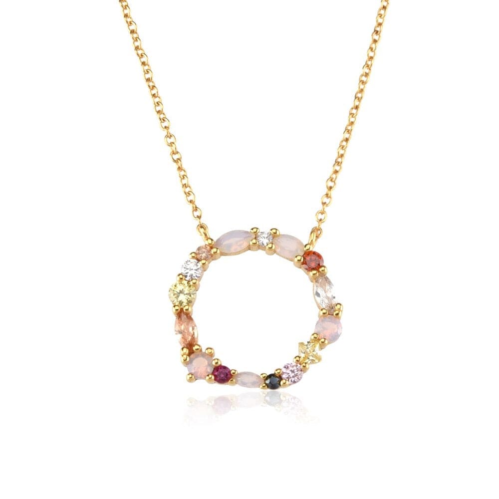melomelo Bergen - Multi Gemstone Open Charm Necklace