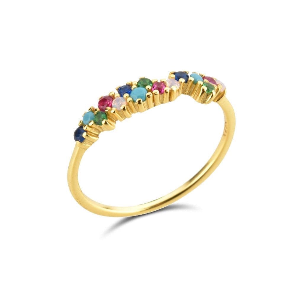melomelo Carmel - Tutti Frutti Rainbow Crystal Dainty Ring