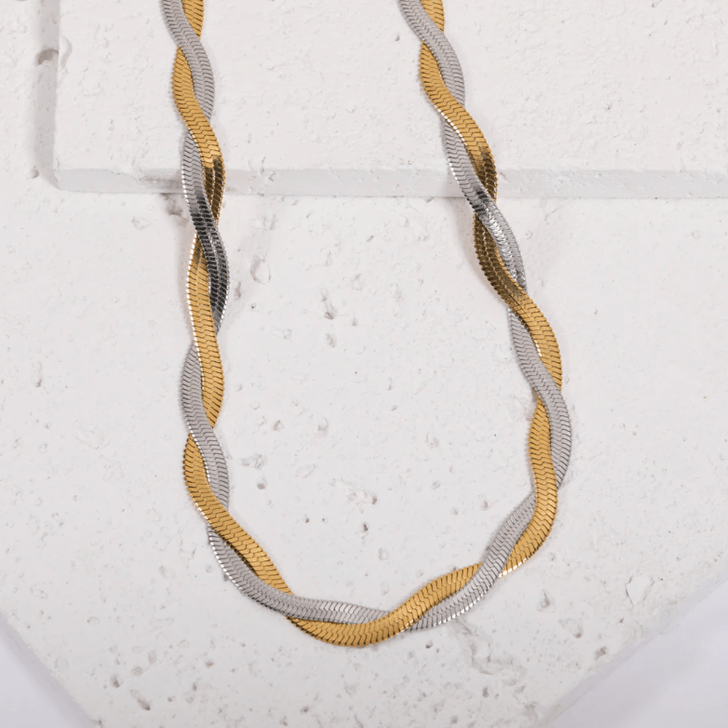 melomelo Frances - Gold Silver Twisted Snake Chain Necklace