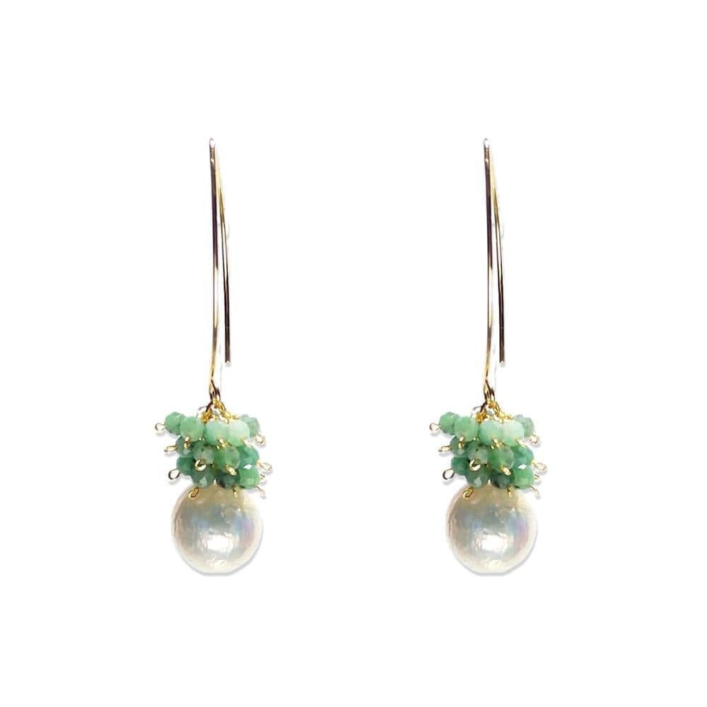 melomelo Green Emerald Cluster Baroque Pearl Earrings