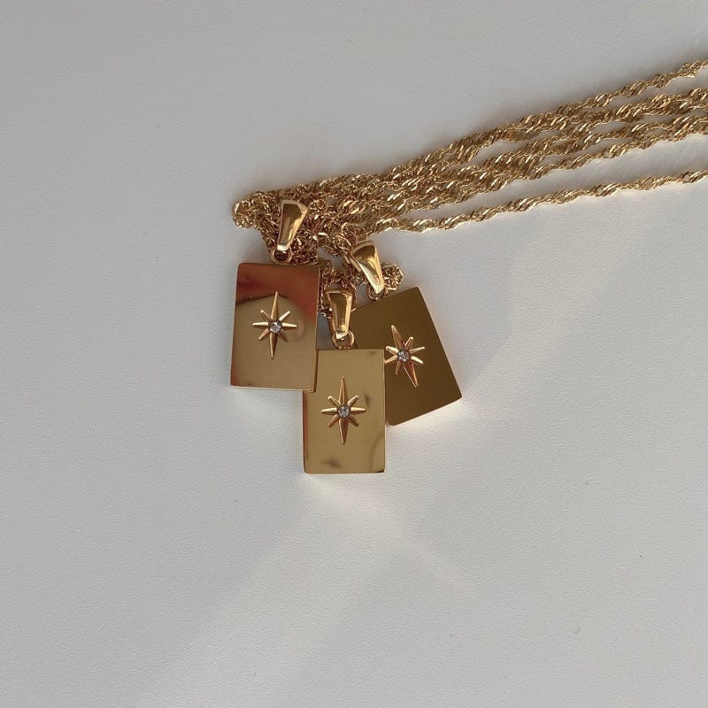 melomelo Horace - Make A Wish Square Star Pendant Necklace