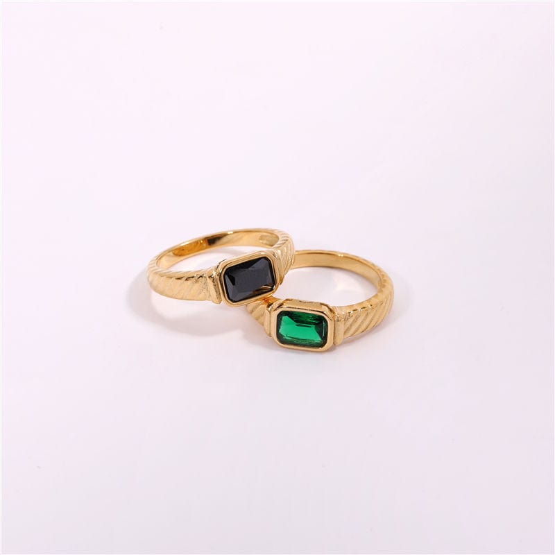melomelo Square Threader Obsidian Crystal Ring