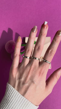 melomelo Samoa - Dainty Baguette Crystal Gold Band