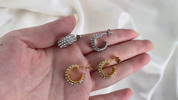 melomelo Gold Samantha  - Chunky Crystal Pavé Huggie Earrings