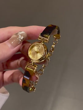 melomelo Augustin - Round Amber Bracelet Women's Watch