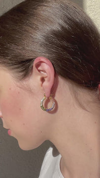melomelo Center - Rainbow Crystal Paved Hoops 2 Sizes