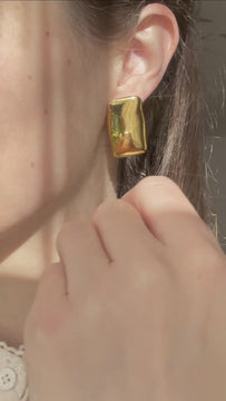Magdalena - Large Square Gold Earrings melomelo