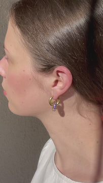 Center - Interlocking Rainbow Pave Hoop Earrings